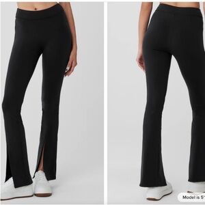 ALO High Rise Split Hem Flare Yoga Pants Black Size XS